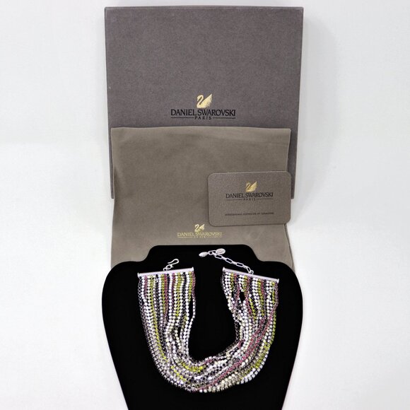 Daniel Swarovski Atelier Rare Signed Multi Strand Rainbow Choker Necklace - Picture 10 of 13